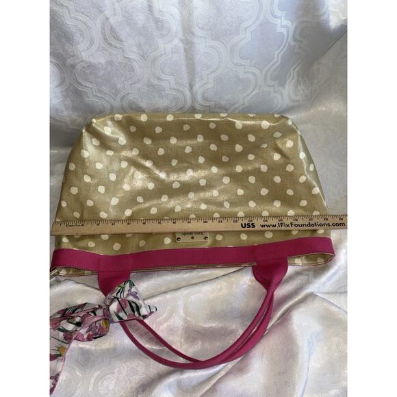 Kate Spade Gold Polka Dot Tote with Pink Accents - Picture 10 of 11